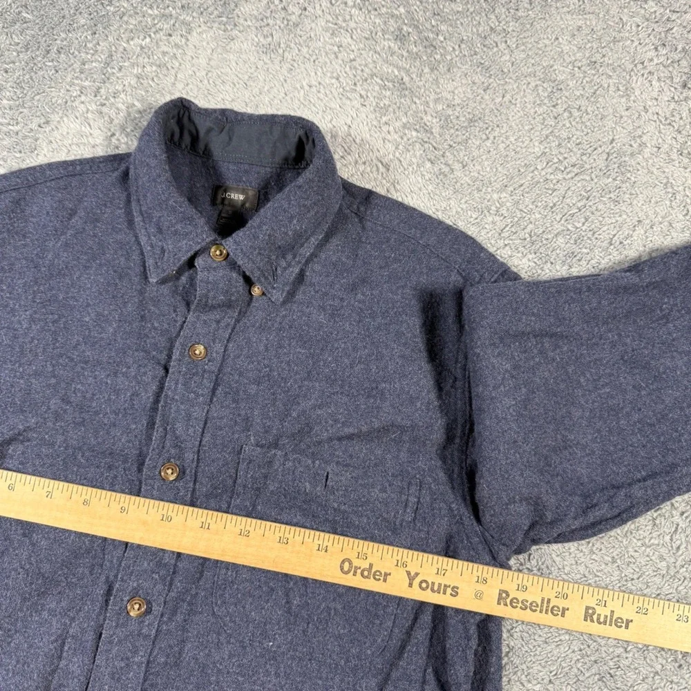 J Crew Blue Wool‎ Elbow Patch Button Shirt Suede Mens Size Small